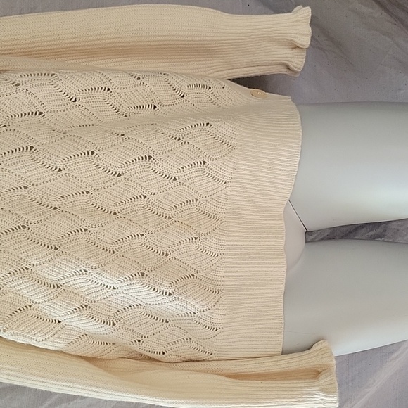 Rebecca Taylor Cream Knit Sweater V-neck Lightweight Ethereal Fairy Wool Blend M - Picture 6 of 10